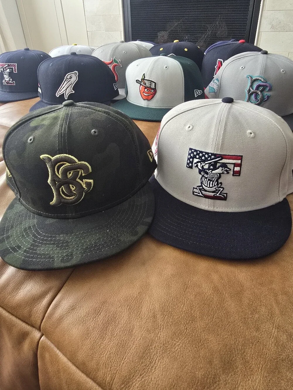Lot Of 12 New Era 5950 MiLB Mix Of Teams Minor League Baseball Hats Size 7 7/8